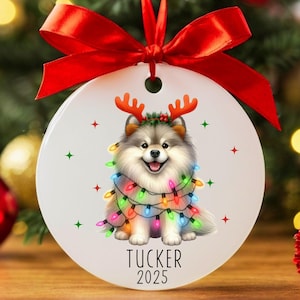 Custom Keeshond Christmas Ornament, Personalized Keeshond Ornament, Keeshond Gifts, Keeshond Owner Gift, Dog Keepsake, Dog Name Ornament