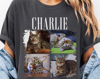 Comfort Colors® Custom Cat Photo Shirt, Personalized Cat Tshirt, Custom Cat Gifts Women, Cat Mom Tee, Cat Owner Shirt, Cat Owner Gifts