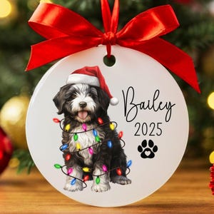 Personalized Portuguese Water Dog Christmas Ornament, Portuguese Water Dog Ornament, Custom Dog Keepsake, Custom Portuguese Water Dog Gift