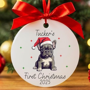 French Bulldog Christmas Ornament, Puppy First Christmas Ornament, Frenchie Ornament, Frenchie Mom Gift, Dog Keepsake, French Bulldog Gift