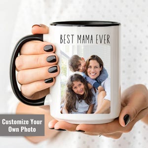 Mom Photo Mug, Personalized Mom Mugs with Name, Best Mama Ever Mug, Mothers Day Mom Mug, Custom Mama Mug with Kids Name, Mom Coffee Mug Gift bild 2