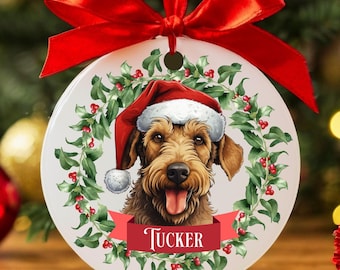 Custom Airedale Terrier Christmas Ornament, Personalized Airedale Terrier Ornament, Airedale Terrier Gifts, Dog Keepsake, Dog Name Ornament