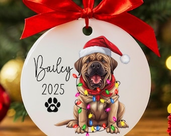 Personalized Mastiff Christmas Ornament, Mastiff Ornament, Custom Mastiff Gift, Mastiff Mom Gift, Custom Dog Keepsake, New Dog Name Ornament