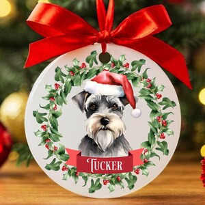 Custom Schnauzer Christmas Ornament, Personalized Schnauzer Ornament, Schnauzer Gifts for Owners, Custom Dog Keepsake, New Dog Name Ornament