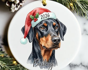 Custom Doberman Pinscher Christmas Ornament, Personalized Doberman Pinscher Ornament, Doberman Ornament, Doberman Pinscher Gift Keepsake