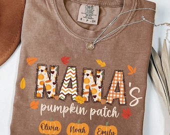 Comfort Colors® Fall Nana Shirt with Names, Nana Pumpkin Shirt, Custom Grandma Fall Shirt, Nana Halloween Gift, Personalized Nana Tee Shirts