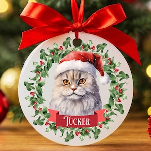 Custom Persian Cat Christmas Ornament, Personalized Persian Cat Ornament, Persian Cat Gifts, Cat Keepsake, Cat Name Ornament, Cat Owner Gift