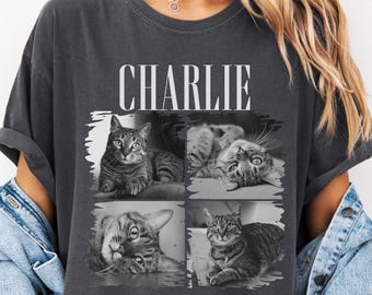 Comfort Colors® Custom Cat Photo Shirt, Personalized Cat Tshirt, Custom Cat Gifts Women, Cat Mom Tee, Cat Owner Shirt, Cat Owner Gifts