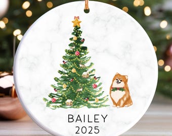 Custom Pomeranian Christmas Ornament, Personalized Pomeranian Ornament, Pomeranian Gifts, Custom Dog Keepsake, New Dog Name Ornament