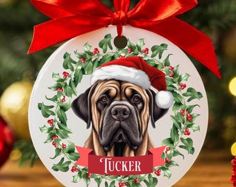 Custom Mastiff Christmas Ornament, Personalized Mastiff Ornament, Custom Mastiff Gift, Mastiff Mom Gift, Dog Keepsake, New Dog Name Ornament