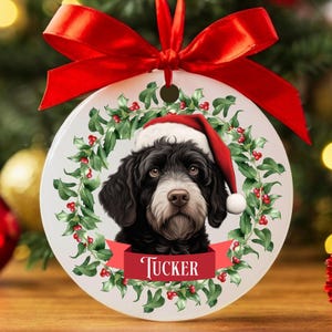 Custom Portuguese Water Dog Christmas Ornament, Personalized Portuguese Water Dog Ornament, Portuguese Water Dog Gift, Custom Dog Keepsake