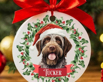 Custom Wirehaired Pointing Griffon Christmas Ornament, Personalized Wirehaired Pointing Griffon Ornament, Wirehaired Pointing Griffon Gifts