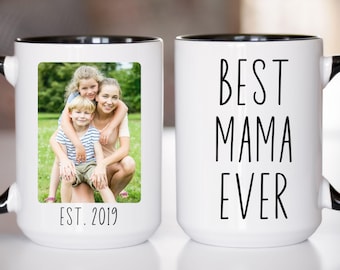 Mom Photo Mug, Personalized Mom Mugs with Name, Best Mama Ever Mug, Mothers Day Mom Mug, Custom Mama Mug with Kids Name, Mom Coffee Mug Gift