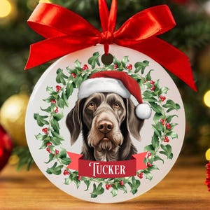 Custom German Wirehaired Pointer Christmas Ornament, Personalized German Wirehaired Pointer Ornament, Wirehaired Pointer Gifts, Dog Keepsake