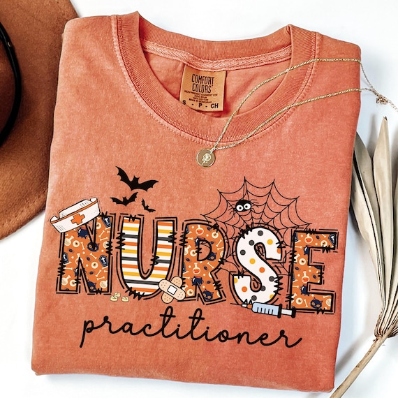 Comfort Colors® Nurse Practitioner Halloween Shirt, Spooky Nurse Practitioner Tshirt, Halloween RN Nurse Shirt, Nurse Halloween Gift for Her