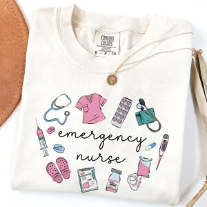 Comfort Colors® Emergency Nurse Shirt, ER Nurse Doodle Shirt, Emergency Department Tshirt, ER Nurse Tee Shirt, Emergency Room Nurse Shirt
