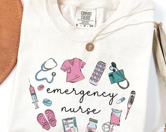 Comfort Colors® Emergency Nurse Shirt, ER Nurse Doodle Shirt, Emergency Department Tshirt, ER Nurse Tee Shirt, Emergency Room Nurse Shirt