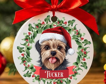 Custom Yorkie Christmas Ornament, Personalized Yorkshire Terrier Ornament, Yorkie Ornament, Yorkie Gifts, Dog Keepsake, Dog Name Ornament