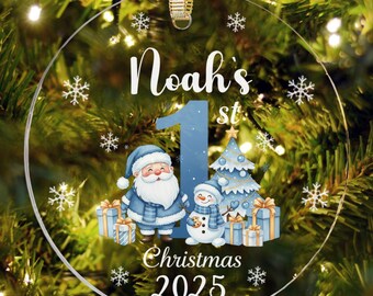 Personalized Babys First Christmas Ornament Boy, Baby 1st Christmas Gifts, Baby First Christmas Keepsake, Custom Baby Boy Ornament 2025