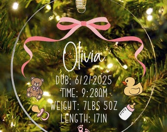 Personalized Babys First Christmas Ornament, Baby 1st Christmas Gifts, Baby First Christmas Keepsake, Baby Girl Ornament, Baby Boy Ornament