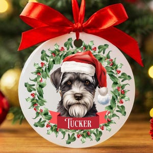 Custom Schnauzer Christmas Ornament, Personalized Schnauzer Ornament, Schnauzer Gifts for Owners, Custom Dog Keepsake, New Dog Name Ornament