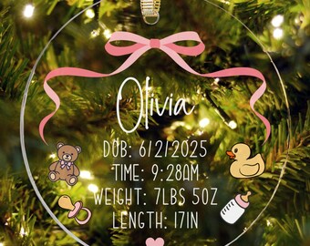 Personalized Babys First Christmas Ornament Girl, Baby 1st Christmas Gifts, Baby First Christmas Keepsake, Custom Baby Girl Ornament 2025