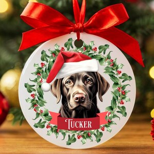 Custom Chocolate Labrador Ornament, Labrador Retriever Christmas Ornament, Chocolate Lab Gifts, Brown Labrador Retriever Dog Keepsake