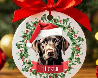 Custom Chocolate Labrador Ornament, Labrador Retriever Christmas Ornament, Chocolate Lab Gifts, Brown Labrador Retriever Dog Keepsake