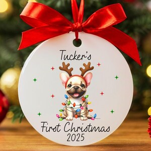 French Bulldog Christmas Ornament, Puppy First Christmas Ornament, Frenchie Ornament, Frenchie Mom Gift, Dog Keepsake, French Bulldog Gift