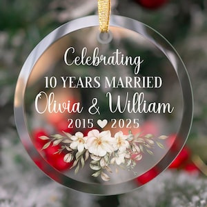 10th Anniversary Ornament, 10th Anniversary Gift for Couple, Personalized 10 Year Anniversary Gift for Wife, Custom Anniversary Gift for Her