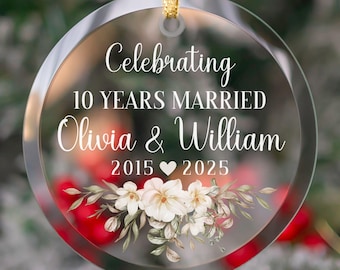 10th Anniversary Ornament, 10th Anniversary Gift for Couple, Personalized 10 Year Anniversary Gift for Wife, Custom Anniversary Gift for Her