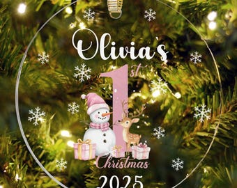 Personalized Babys First Christmas Ornament Girl, Baby 1st Christmas Gifts, Baby First Christmas Keepsake, Custom Baby Girl Ornament 2025