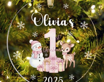 Personalized Babys First Christmas Ornament Girl, Baby 1st Christmas Gifts, Baby First Christmas Keepsake, Custom Baby Girl Ornament 2025