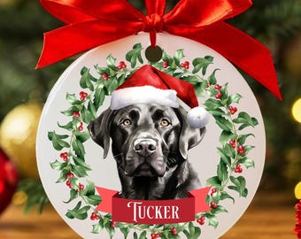 Custom Black Labrador Christmas Ornament, Personalized Labrador Retriever Ornament, Black Lab Gift, Black Labrador Gift, Custom Dog Keepsake