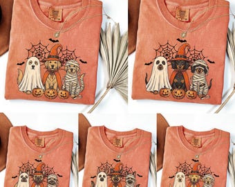 Comfort Colors® Custom Halloween Dog Shirt, Dog Mom Halloween Shirt, Spooky Season Tee, Dog Halloween Gifts, Fall Dog Shirt, Ghost Dog Shirt