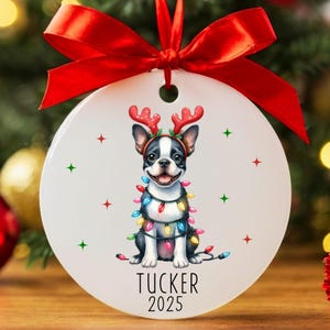 Custom Boston Terrier Christmas Ornament, Personalized Boston Terrier Ornament, Boston Terrier Gift, Dog Keepsake, New Dog Name Ornament