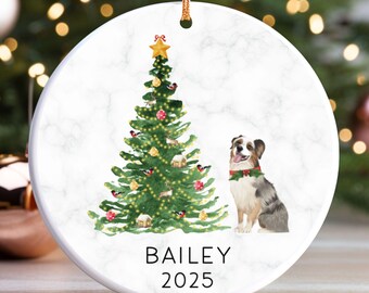 Custom Australian Shepherd Christmas Ornament, Personalized Australian Shepherd Ornament, Aussie Ornament Keepsake, New Dog Name Ornament