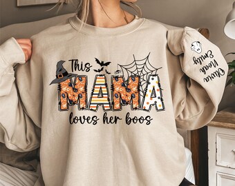 Custom Mama Halloween Sweatshirt, Mom Halloween Sweater, Halloween Mama Gift, Fall Mama Crewneck, Mom Fall Gifts, Mama Halloween Shirt