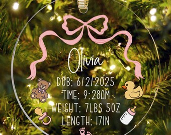 Personalized Babys First Christmas Ornament Girl, Baby 1st Christmas Gifts, Baby First Christmas Keepsake, Custom Baby Girl Ornament 2025