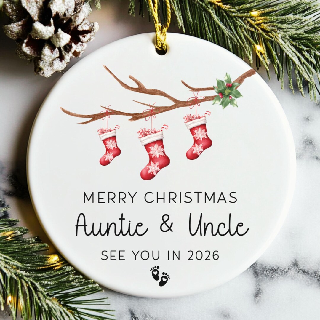 Custom Aunt and Uncle Baby Announcement Ornament, Auntie Pregnancy ...