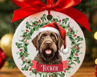 Custom Wirehaired Pointing Griffon Christmas Ornament, Personalized Wirehaired Pointing Griffon Ornament, Wirehaired Pointing Griffon Gifts