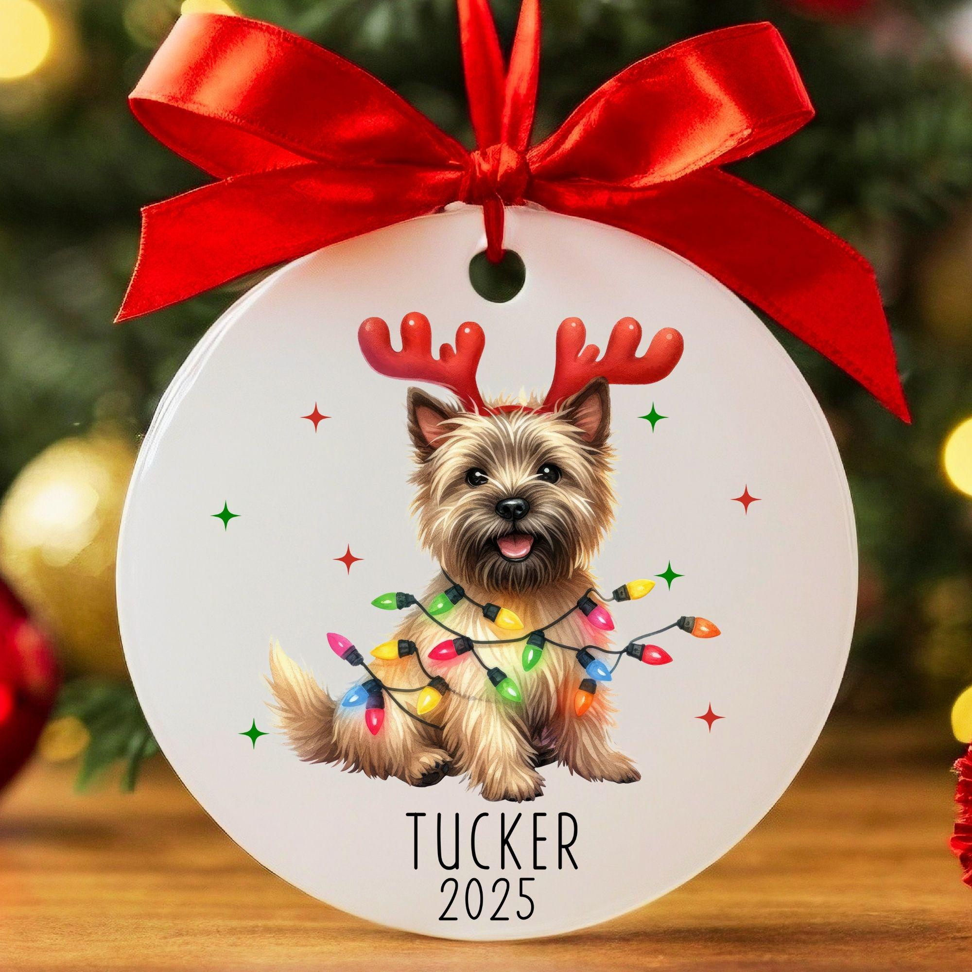 Custom Cairn Terrier Christmas Ornament, Personalized Cairn Terrier Ornament, Cairn Terrier Gifts, Custom Dog Keepsake, Dog Name Ornament