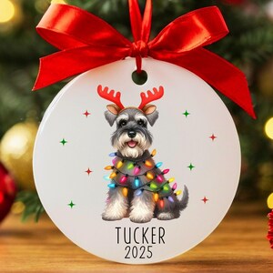 Custom Schnauzer Christmas Ornament, Personalized Schnauzer Ornament, Schnauzer Gifts for Owners, Custom Dog Keepsake, New Dog Name Ornament