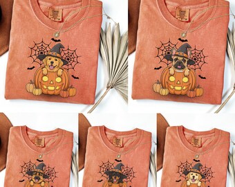 Comfort Colors® Custom Halloween Dog Shirt, Dog Mom Halloween Shirt, Spooky Season Tee, Dog Halloween Gifts, Fall Dog Shirt, Ghost Dog Shirt
