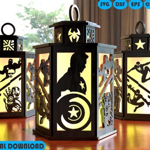 Superhelden-Lampen-Dekorationssvg, Wolfsdekoration Laser-Schnitt-Svg