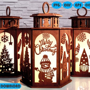 Weihnacht-Lampen-Dekoration-Svg, Frohe Weihnachtsdekoration Laser-Schnitt-Svg