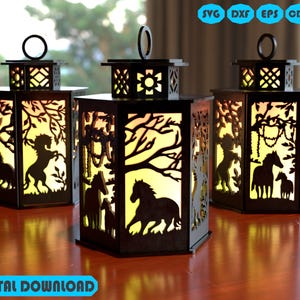 Horse Lamp Decoration Svg, Horses Decoration Laser Cut Svga
