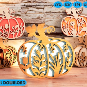 Floral Farmhouse Pumpkins Set Svg Laser