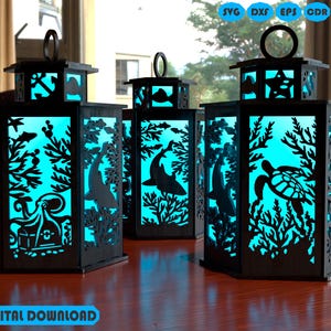 Ocean Serenity Lampe Dekoration svg, Ocean Dreams Dekoration Laser Cut svg