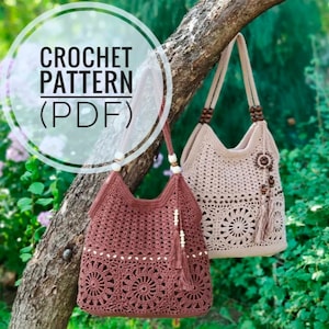 Beige Crochet Bag Pattern Pdf, Women Crochet Summer Handbag Pattern Pdf